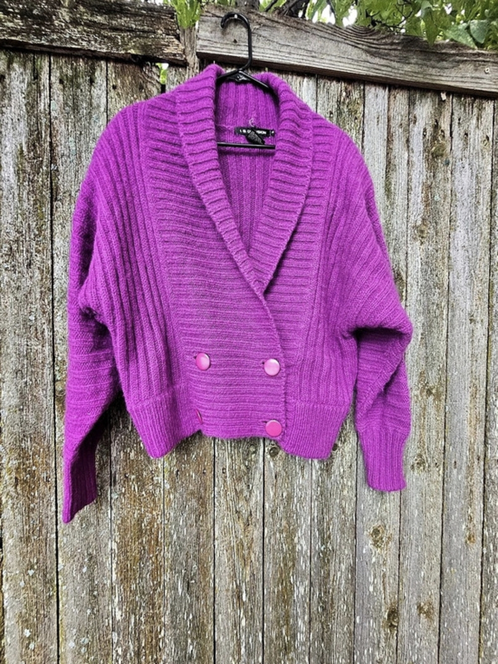 I.B. Diffusion Mohair Wool Purple Button-Front Cardigan